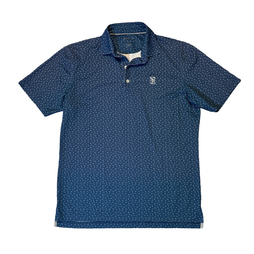 Johnnie-O mens M Medium blue polka dot performance golf polo shirt EUC